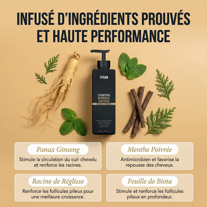 TITAN™ Shampooing Activateur de Repousse — Stimule la Repousse et la Densité avec Seulement 4 Lavages par Semaine*